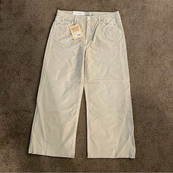 Anthropologie Corduroy Pants High Waist Cropped Straight Leg Size 33 Khaki NWT - Picture 2 of 10